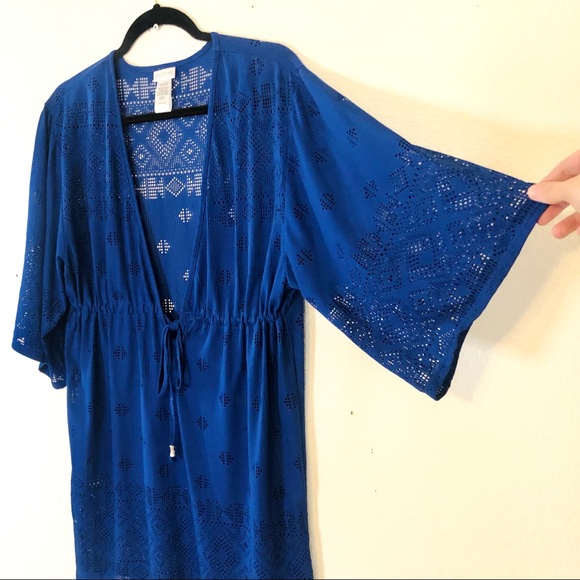 Blue Cutout Swim Cover Up - Picture 2 of 4